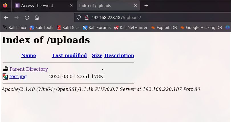 Uploads directory listing