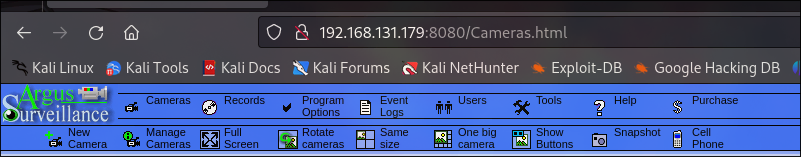 Argus Surveillance DVR interface